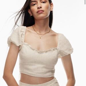 Wilfred Light Green Ruffle Crop Top